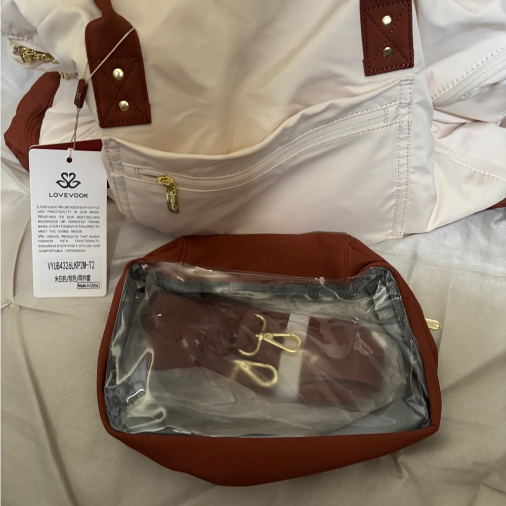 NWT ,Cream and Brown Women’s Tote Bag - Picture 5 of 7